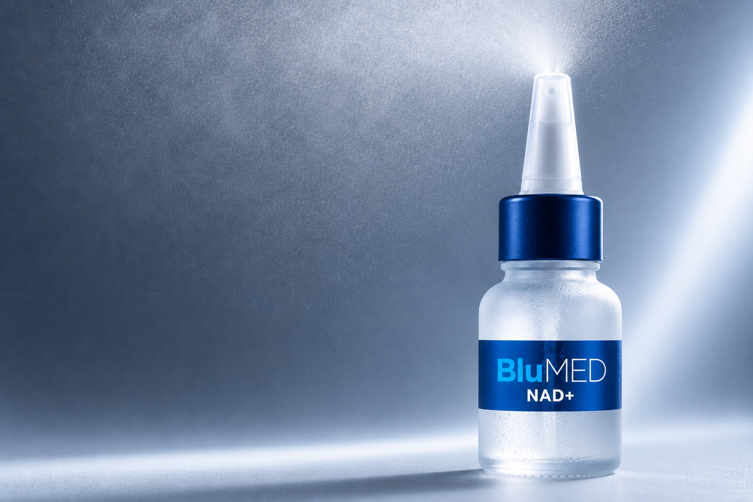 BluMED NAD+ nasal spray in soft studio light